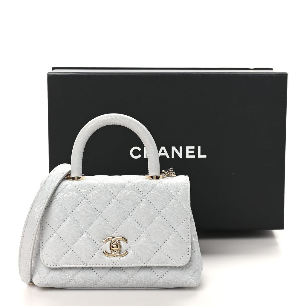 Caviar Quilted Extra Mini Coco Handle Flap Light Blue