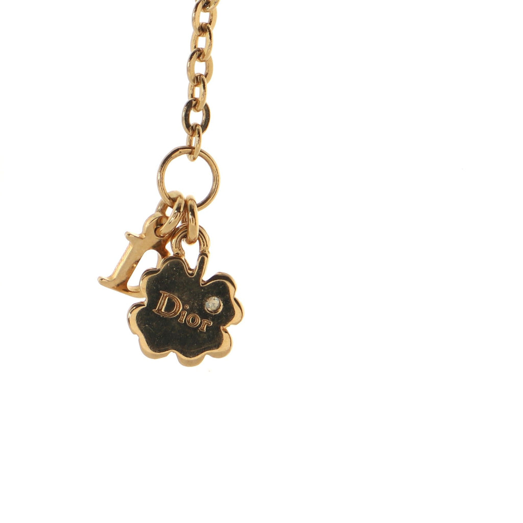 Vintage D Logo & Heart Charm Necklace Metal with Crystals Small