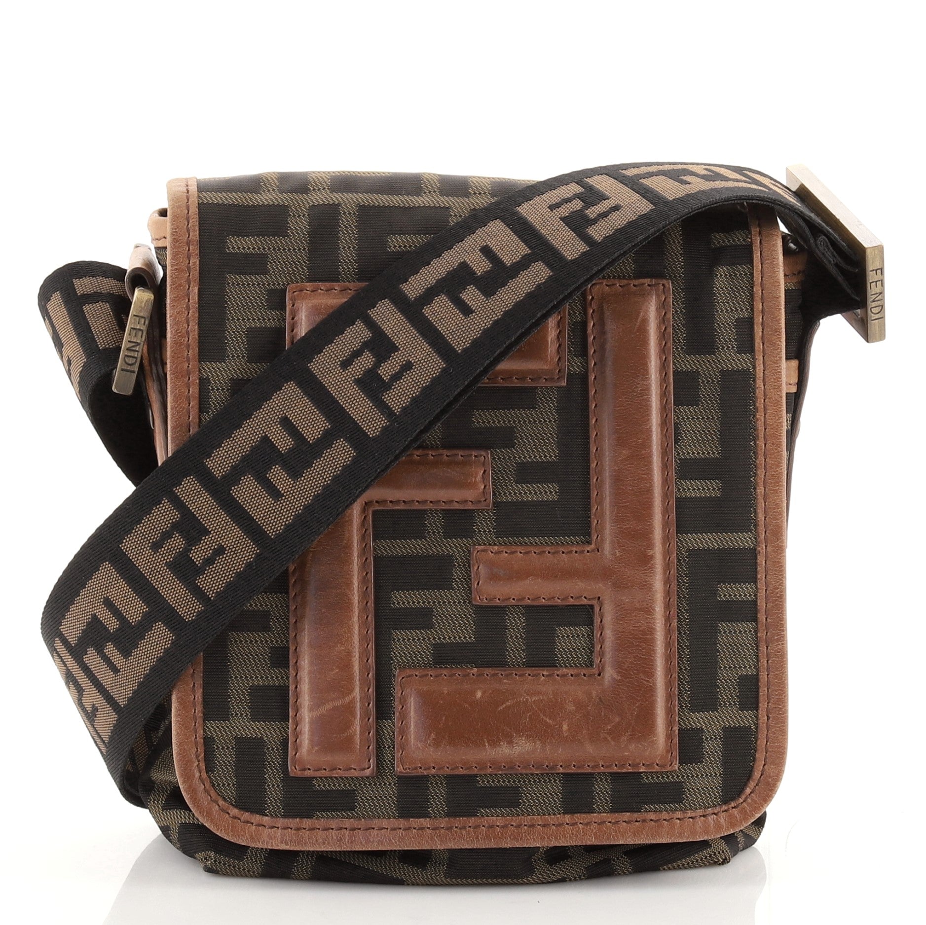 Vintage FF Flap Messenger Bag Zucca Canvas Mini