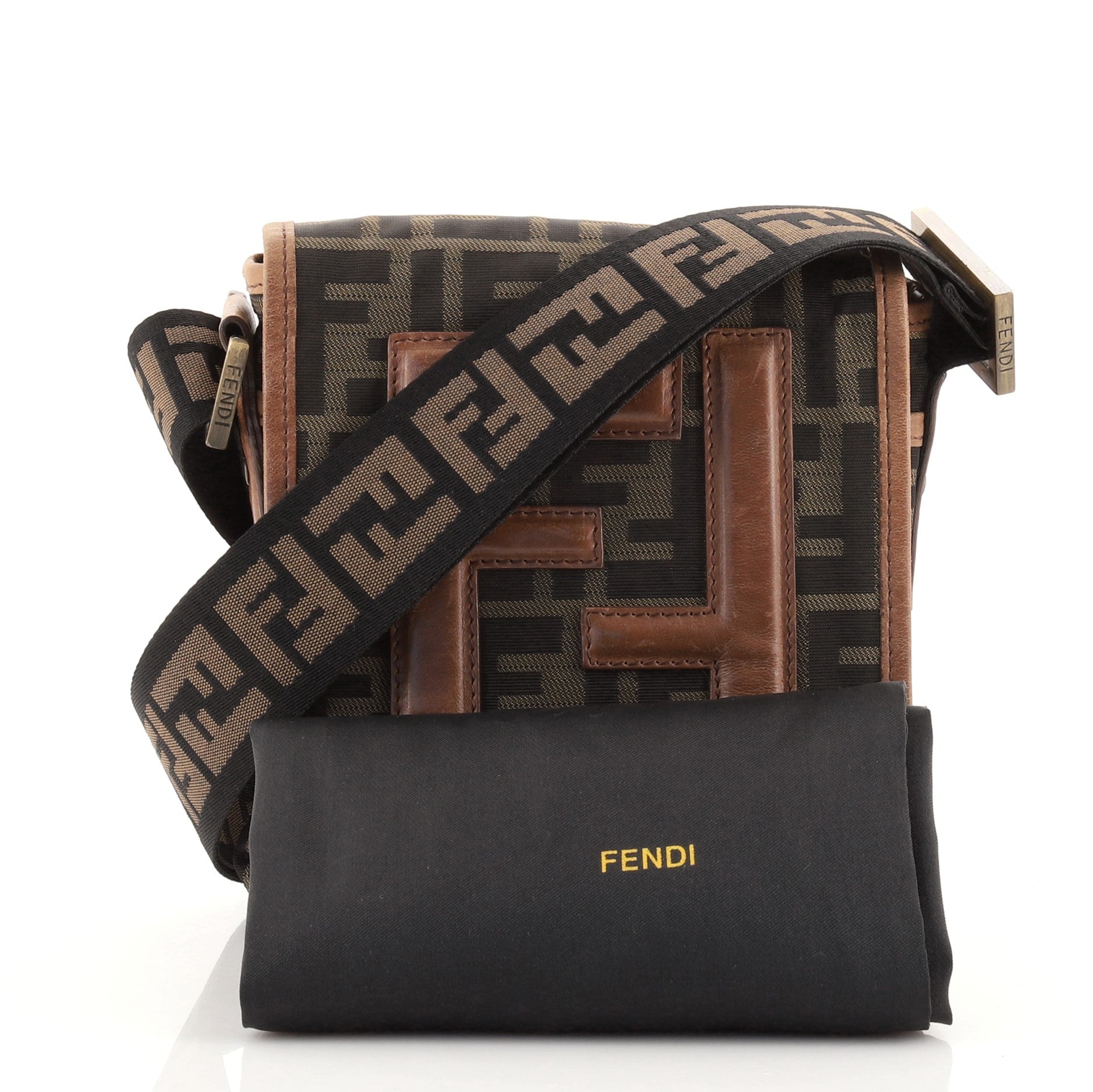 Vintage FF Flap Messenger Bag Zucca Canvas Mini