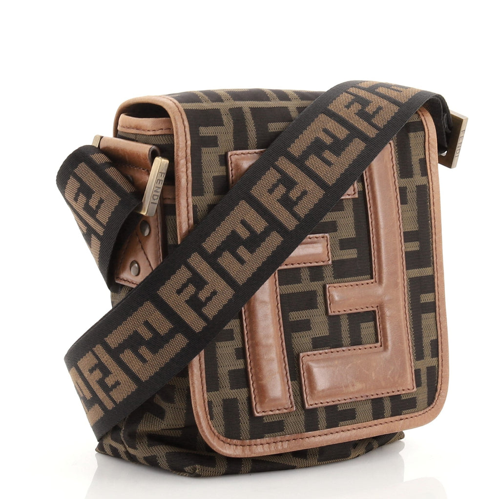 Vintage FF Flap Messenger Bag Zucca Canvas Mini