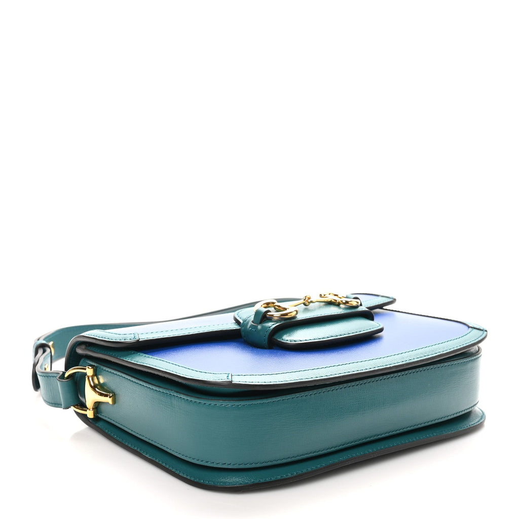 Azalea Calfskin Horsebit 1955 Shoulder Bag  Imperial Blue Pavone