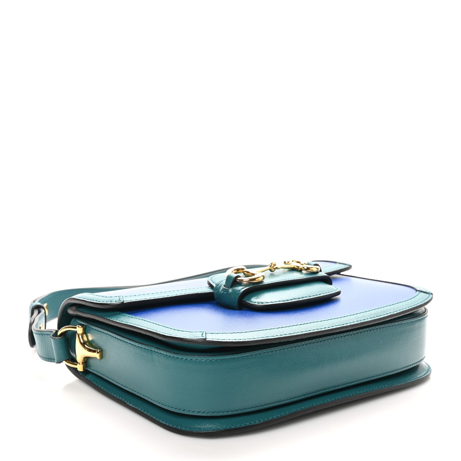 Azalea Calfskin Horsebit 1955 Shoulder Bag  Imperial Blue Pavone