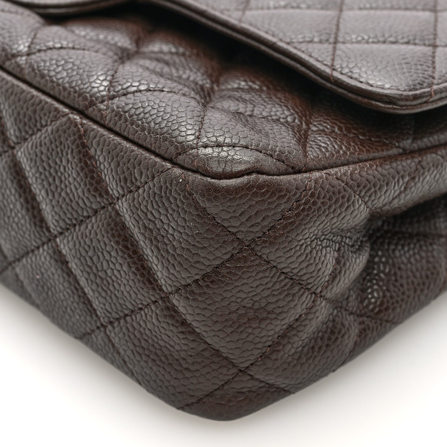 Caviar Quilted Medium Double Flap Brown