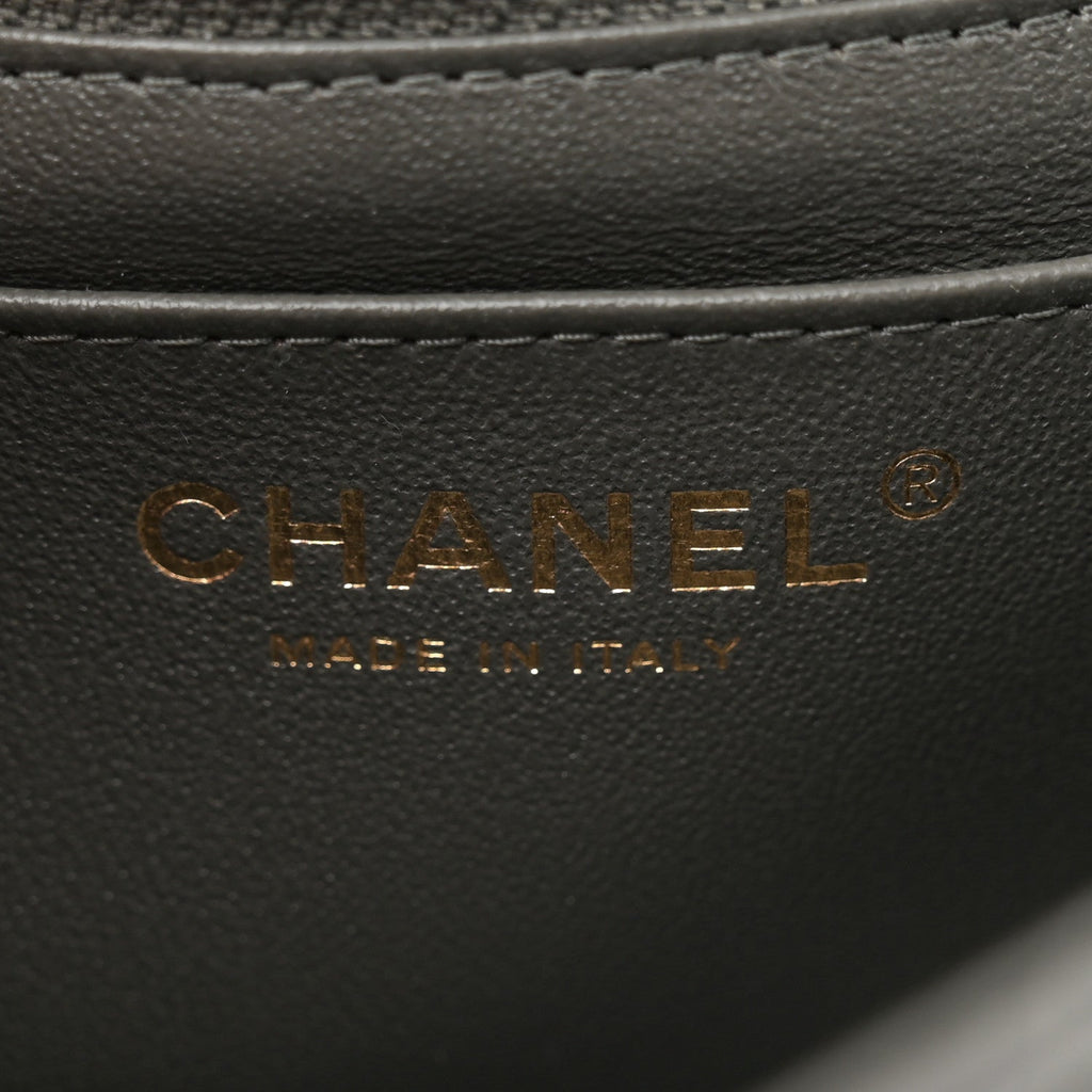 Lambskin Quilted Mini Rectangular Flap Dark Grey