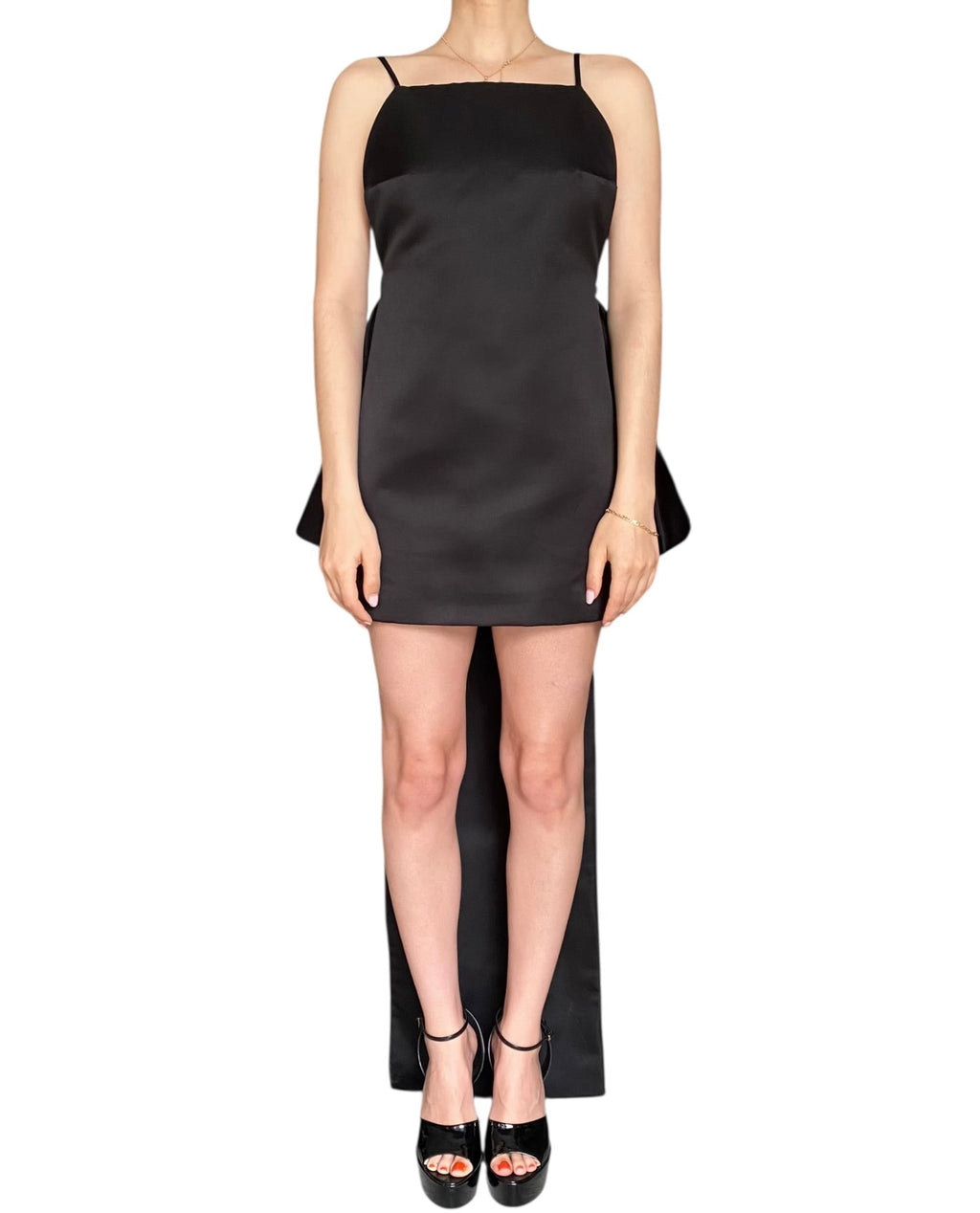 Prada Black Silk Train Bow Gown - 38