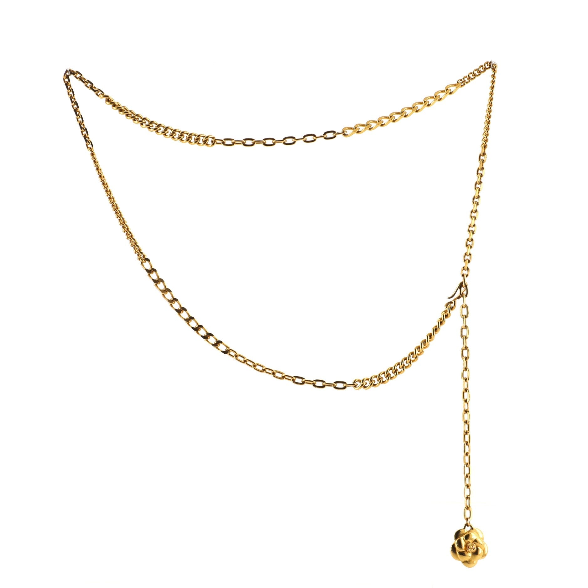 Vintage Camellia Charm Chain Belt Metal 80