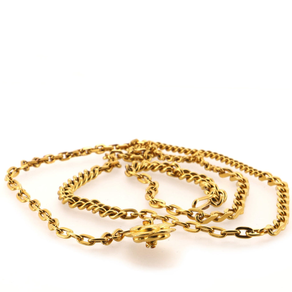 Vintage Camellia Charm Chain Belt Metal 80