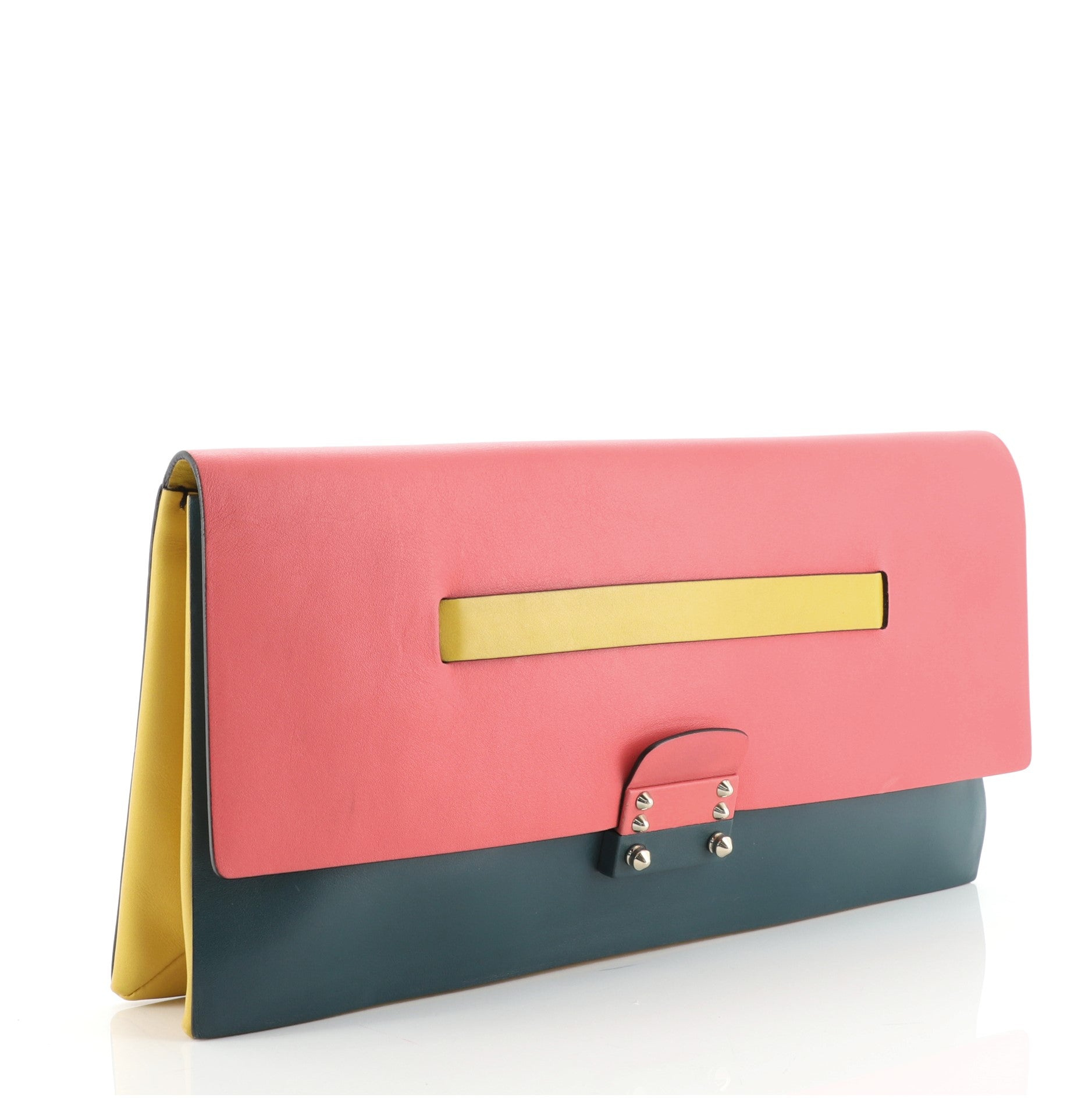 Mime Clutch Colorblock Leather