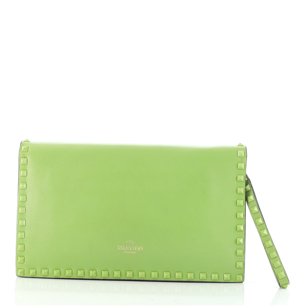 Rockstud Flap Clutch Leather