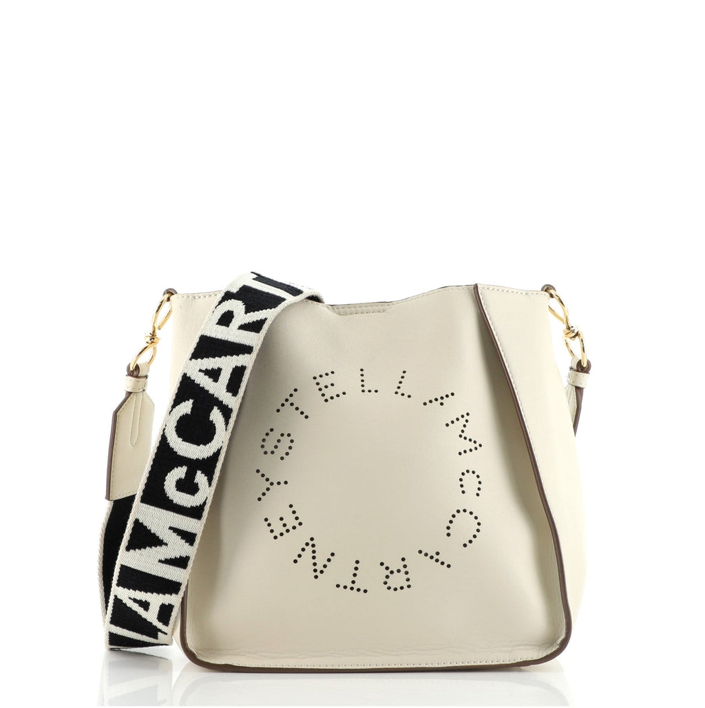 Logo Crossbody Bag Perforated Faux Leather Mini
