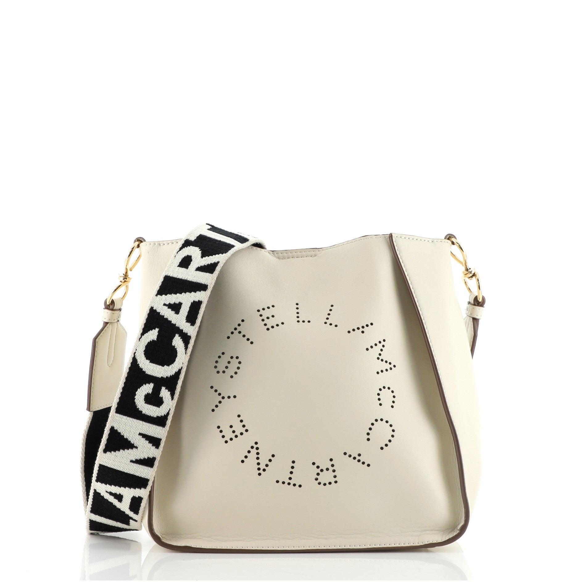 Logo Crossbody Bag Perforated Faux Leather Mini