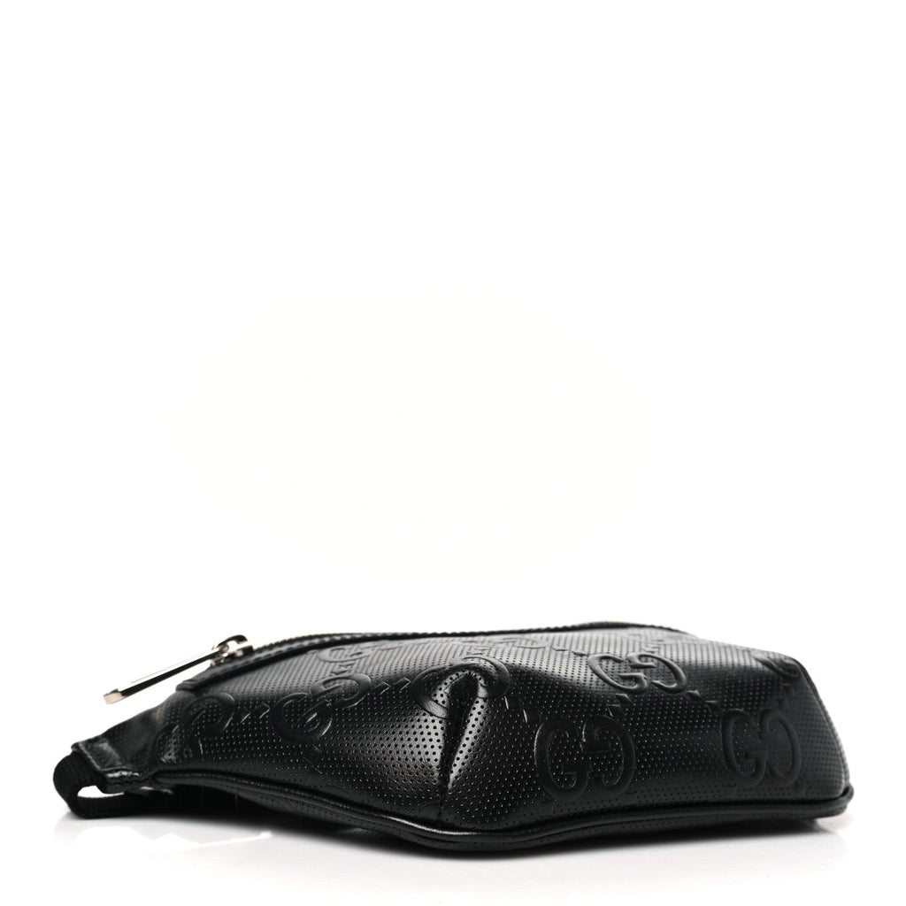 Calfskin GG Tennis Embossed Belt Bag Black