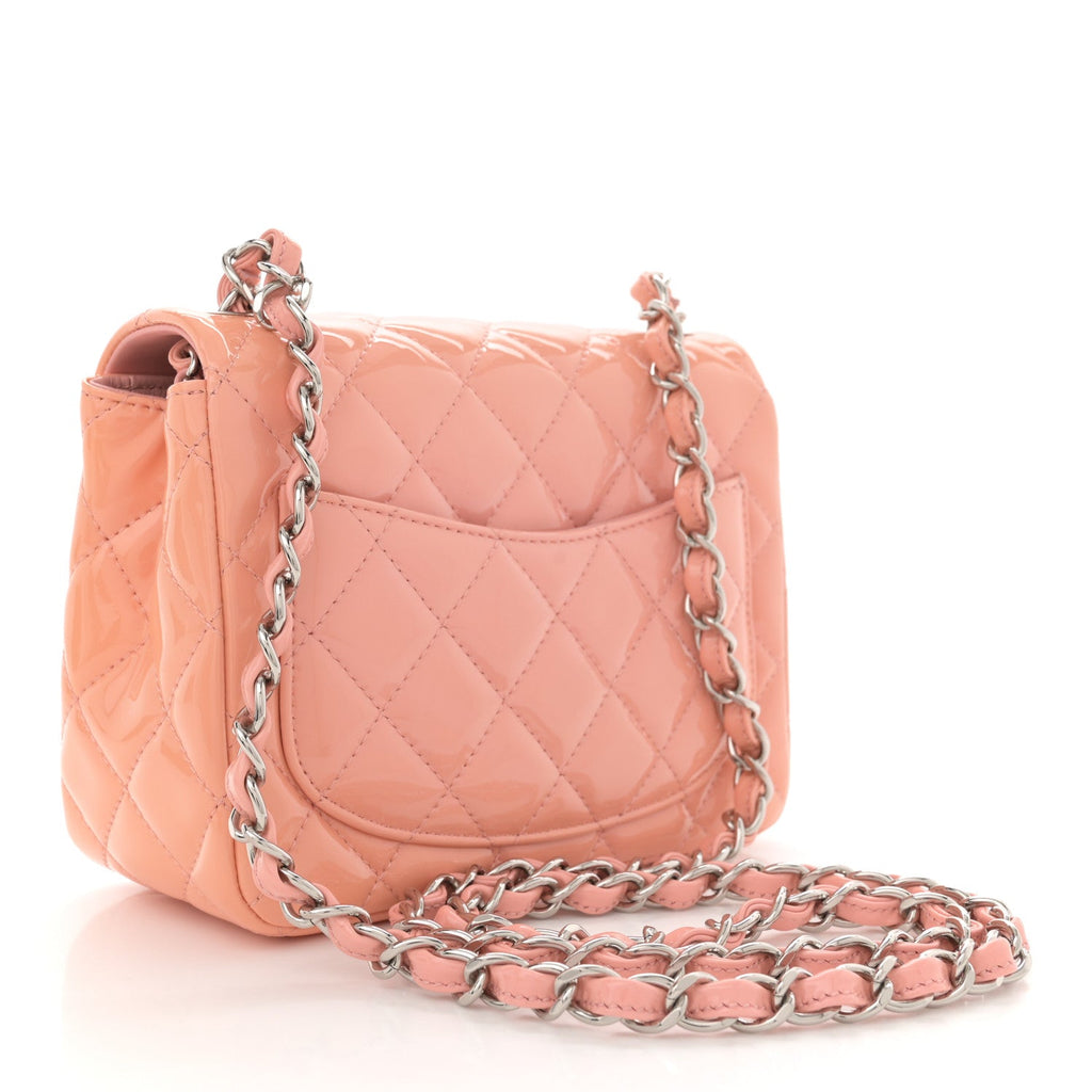 Patent Quilted Mini Square Flap Pink