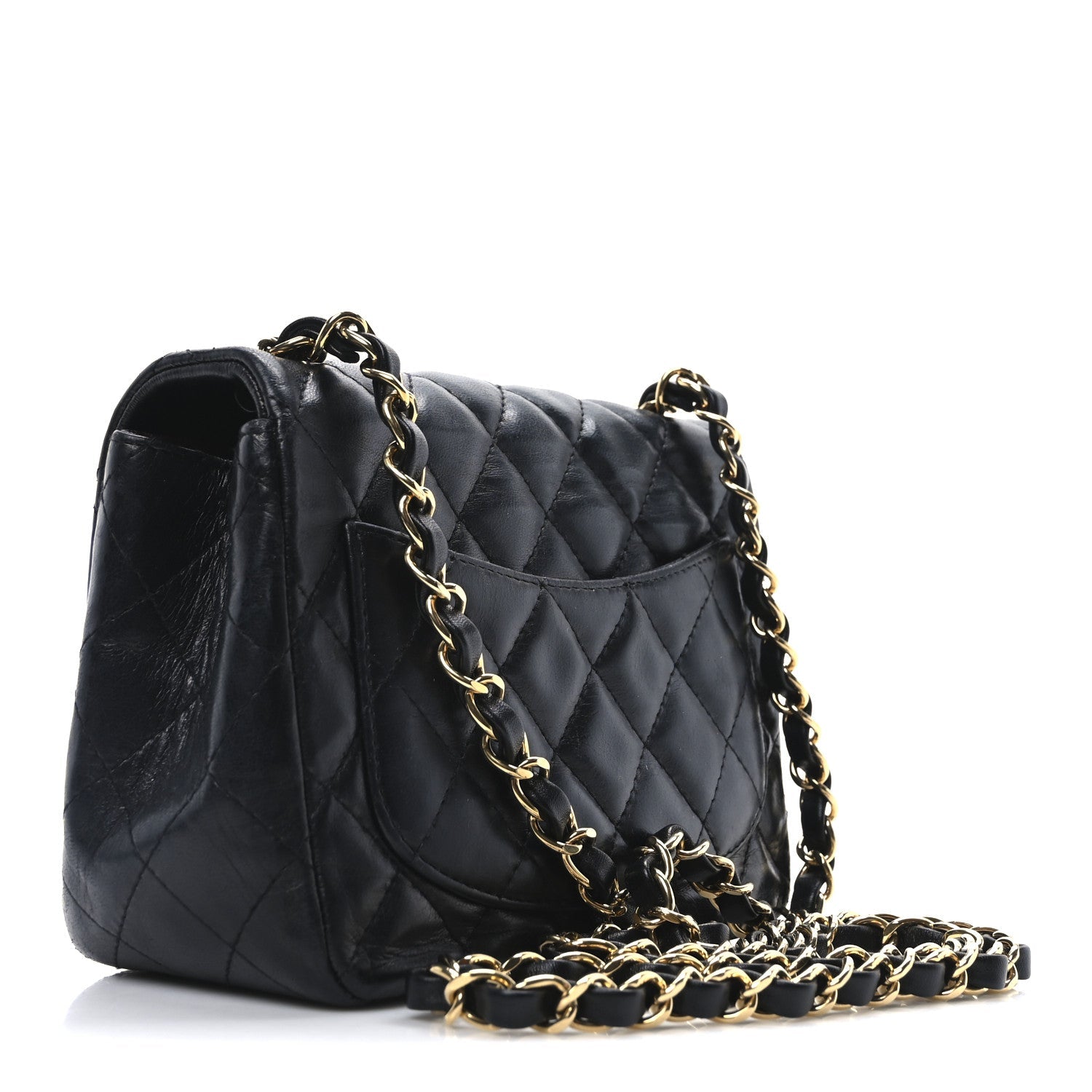 Lambskin Quilted Mini Square Flap Black