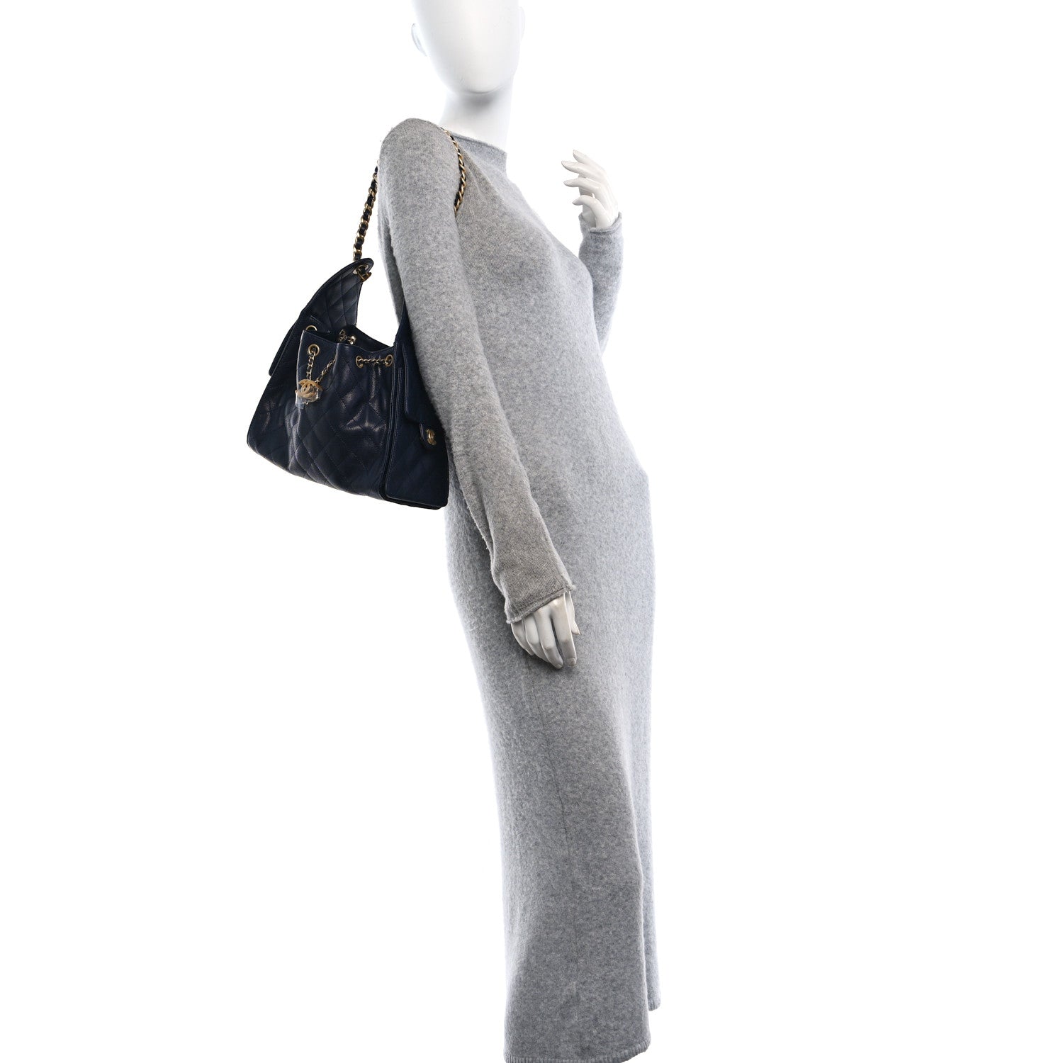 Caviar Quilted Small Chanel 25 Handbag Dark Navy