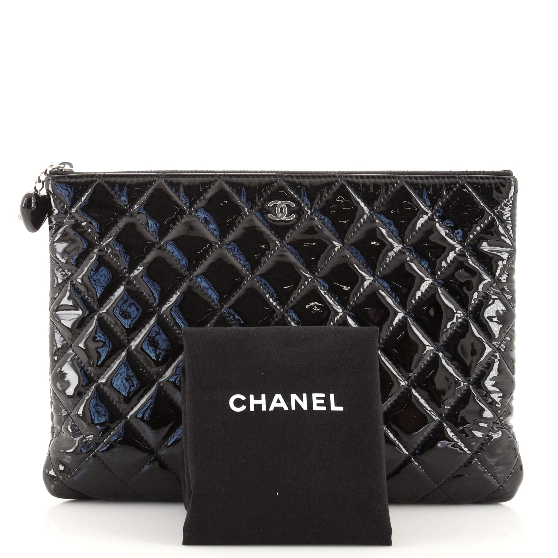 Valentine Hearts O Case Clutch Quilted Patent Medium