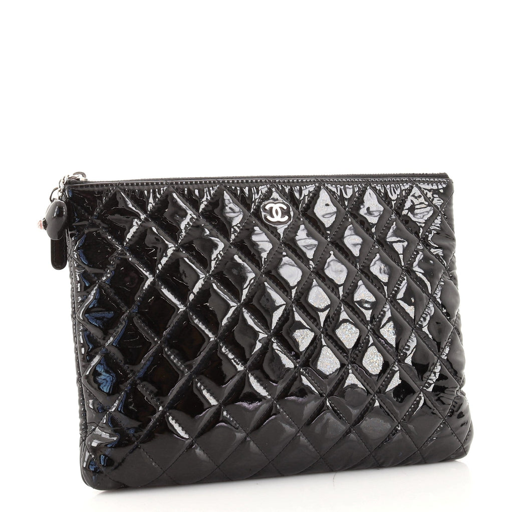 Valentine Hearts O Case Clutch Quilted Patent Medium