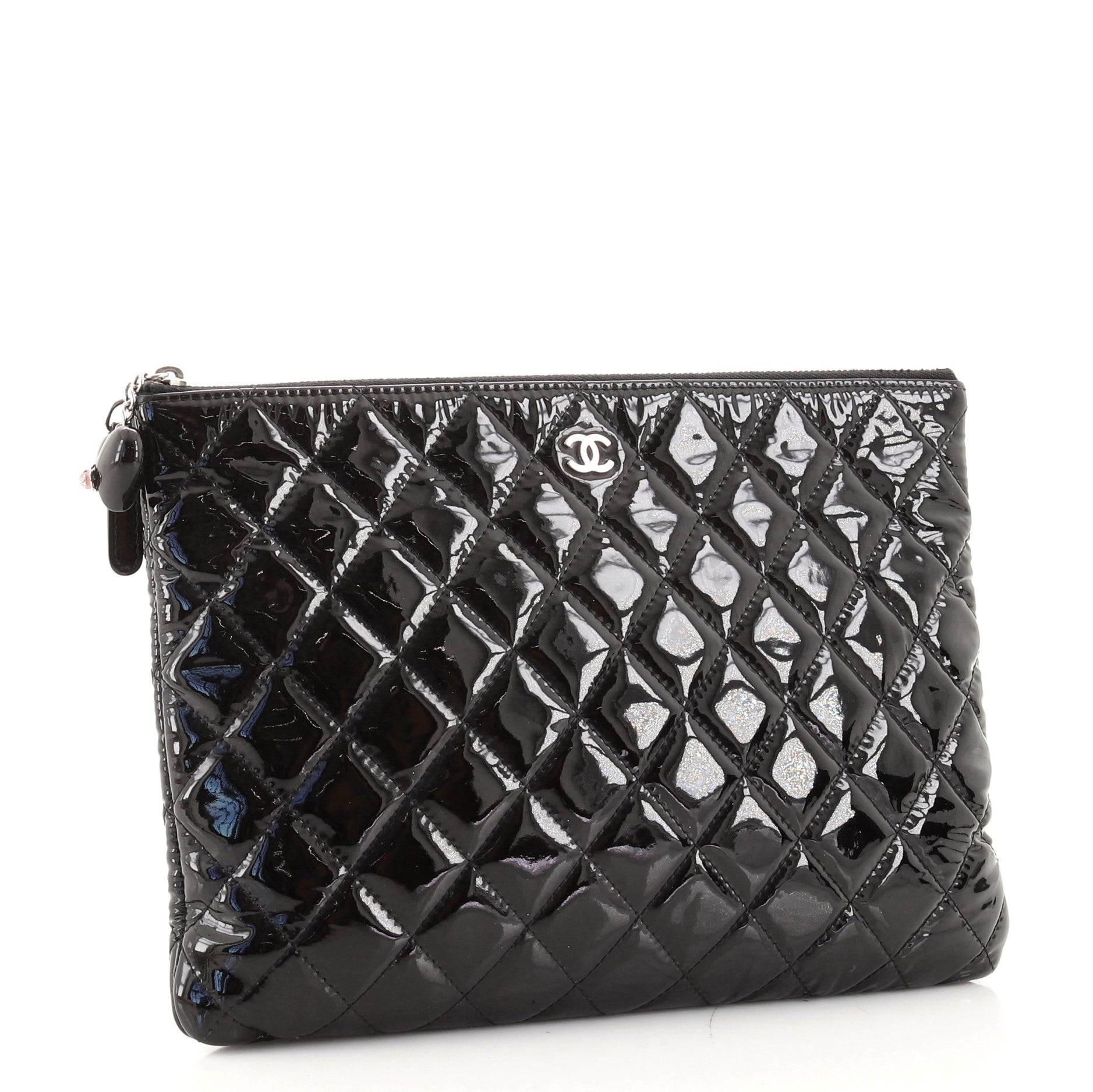 Valentine Hearts O Case Clutch Quilted Patent Medium