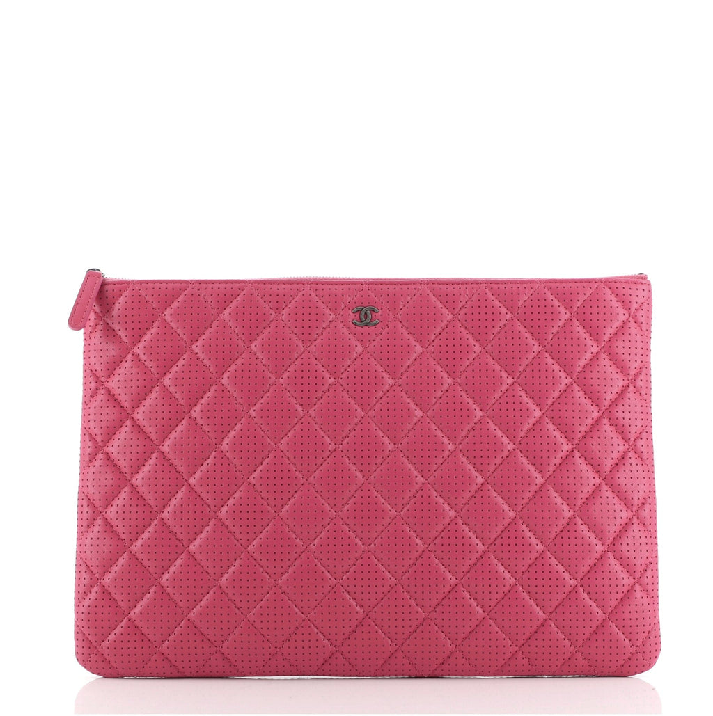O Case Clutch Quilted Perforated Lambskin Large
