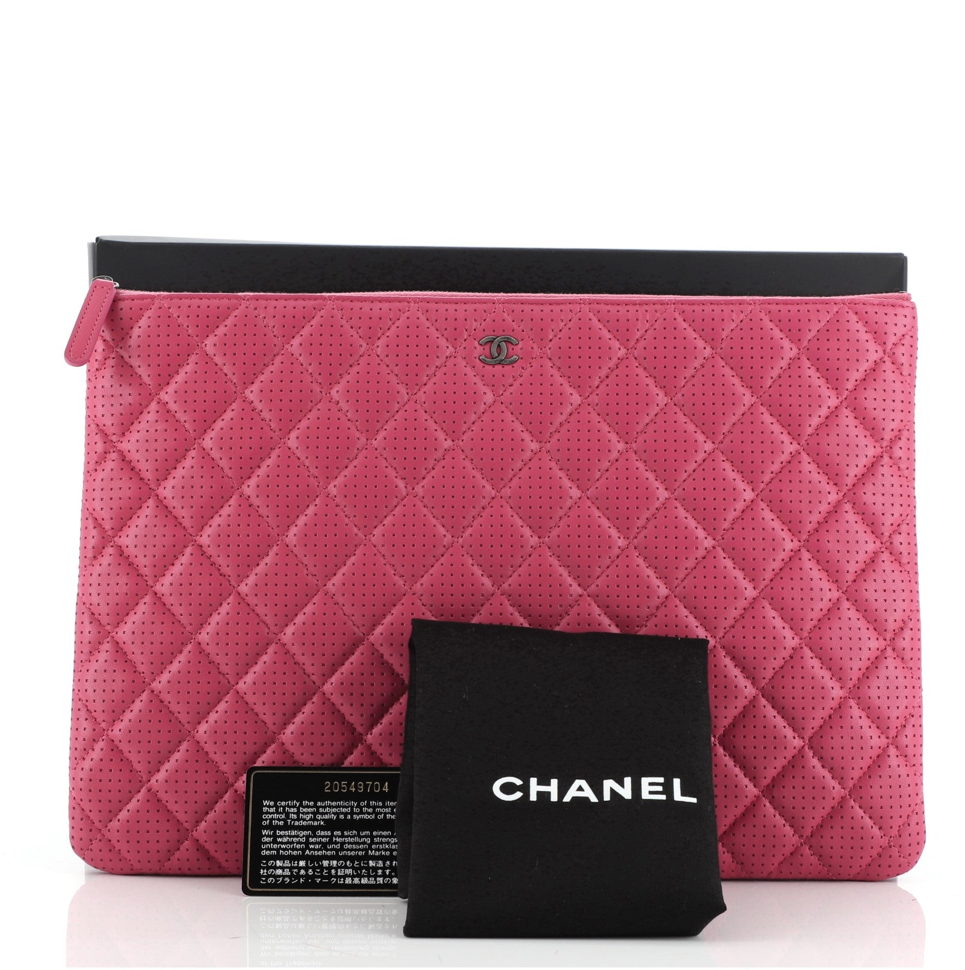O Case Clutch Quilted Perforated Lambskin Large