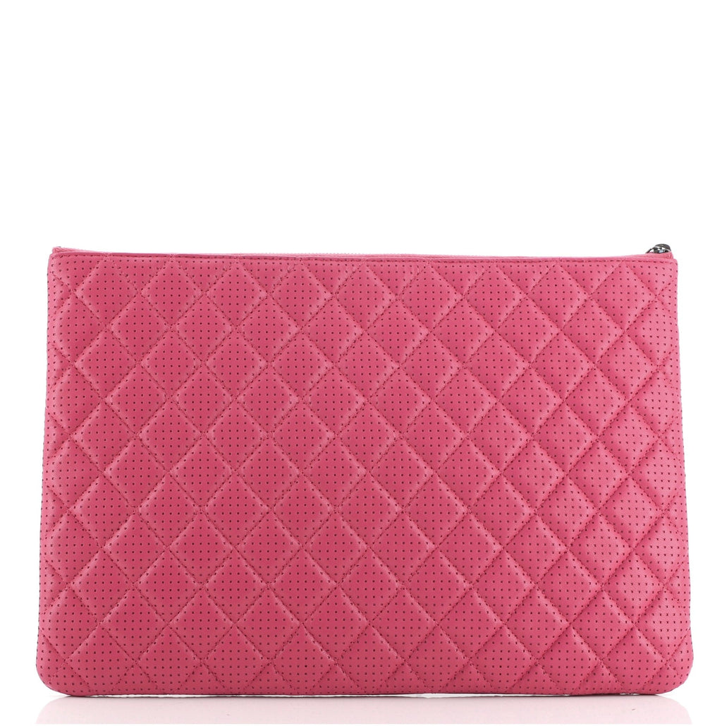 O Case Clutch Quilted Perforated Lambskin Large