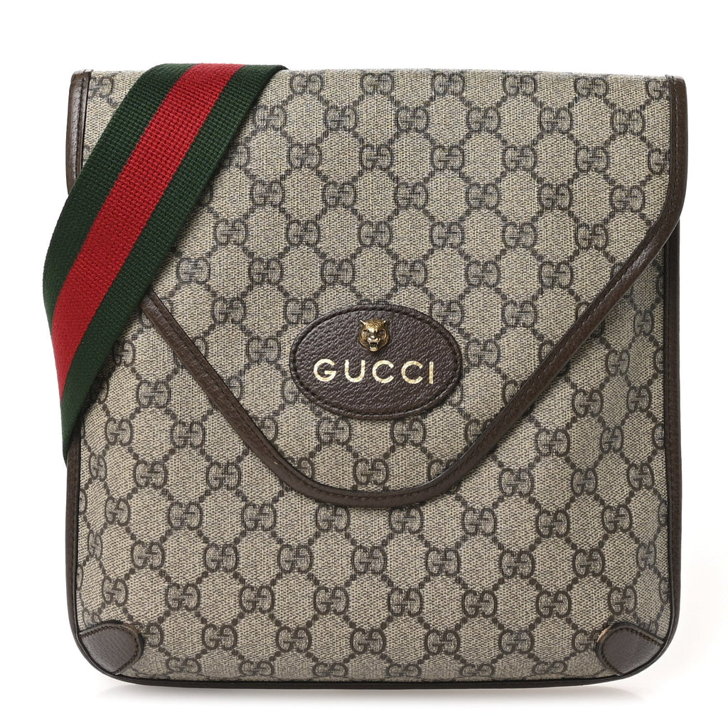 GG Supreme Monogram Web Medium Neo Vintage Flap Messenger Bag Beige New Acero