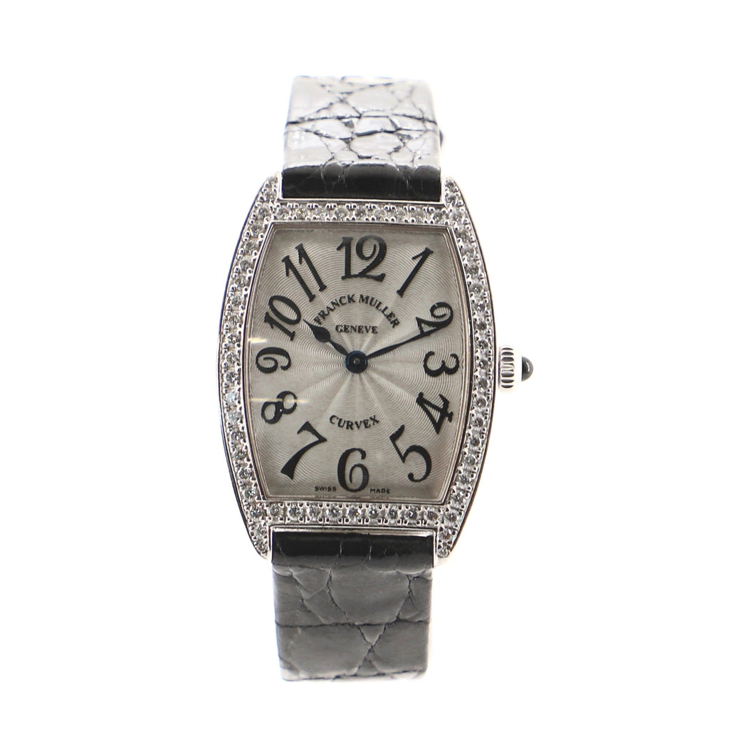 Cintree Curvex Quartz Watch White Gold and Crocodile with Diamond Bezel 25