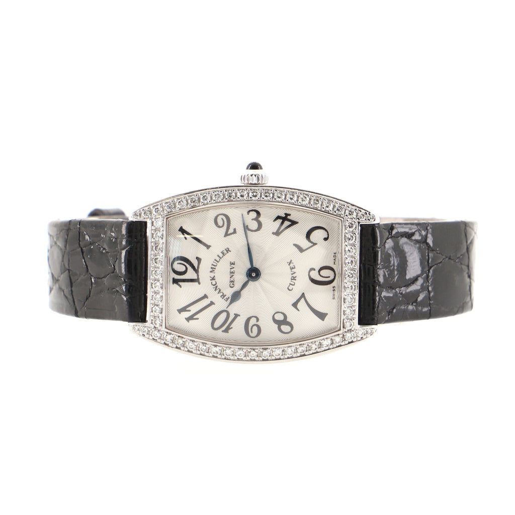 Cintree Curvex Quartz Watch White Gold and Crocodile with Diamond Bezel 25