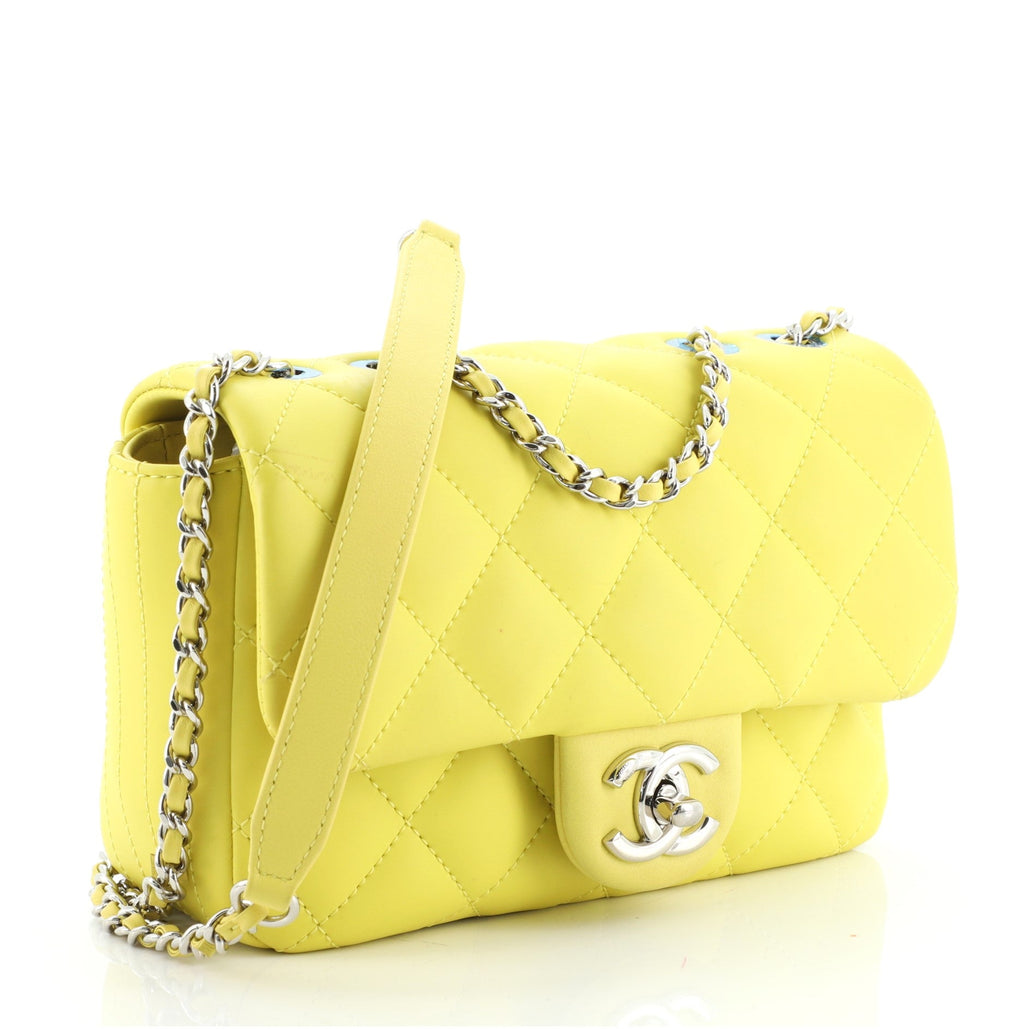 Coco Rain Flap Bag Quilted Rubberized Lambskin Mini
