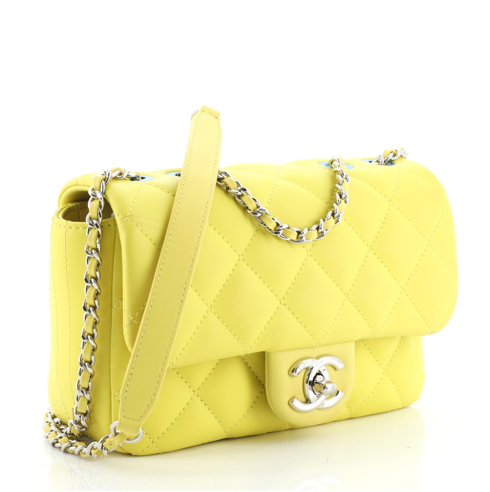 Coco Rain Flap Bag Quilted Rubberized Lambskin Mini