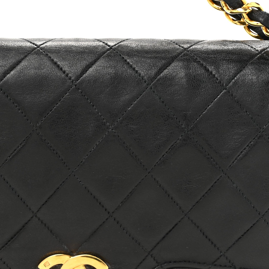Lambskin Quilted Medium Double Flap Black