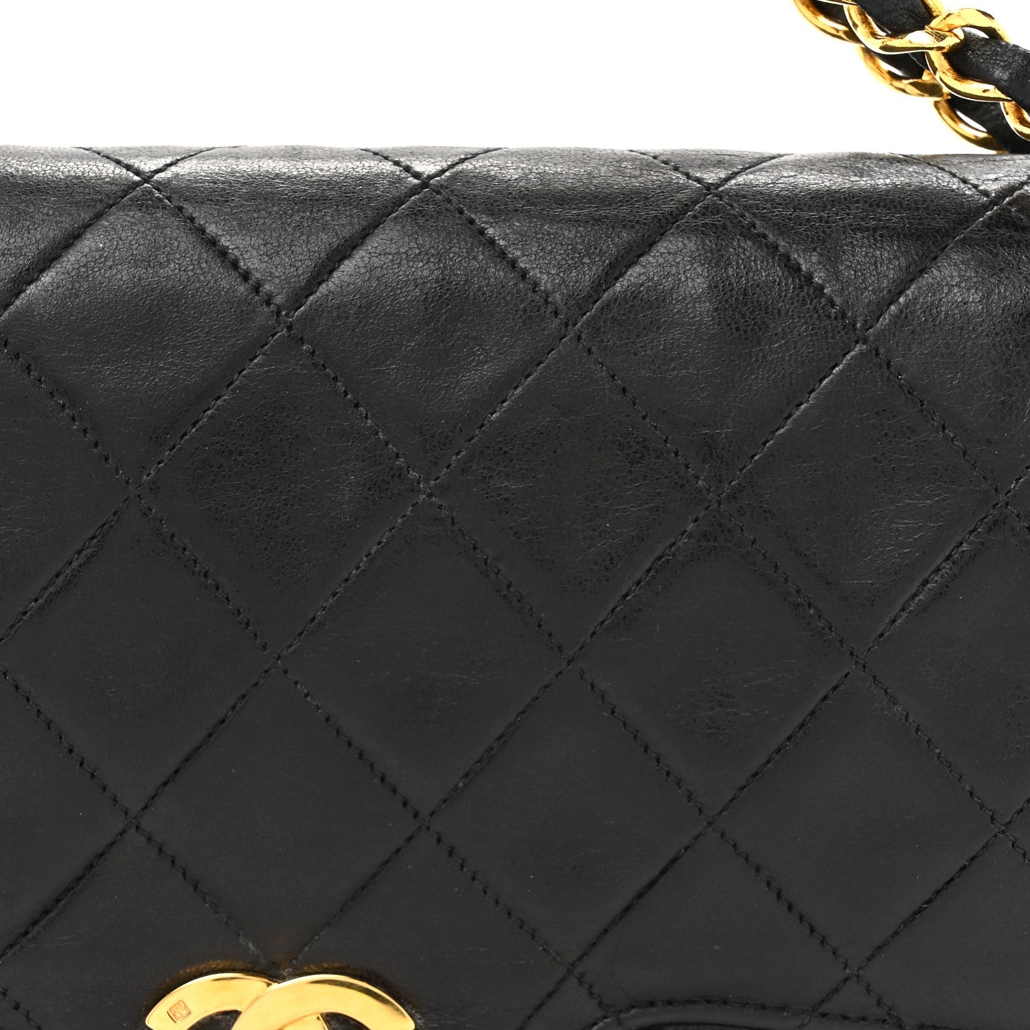 Lambskin Quilted Medium Double Flap Black