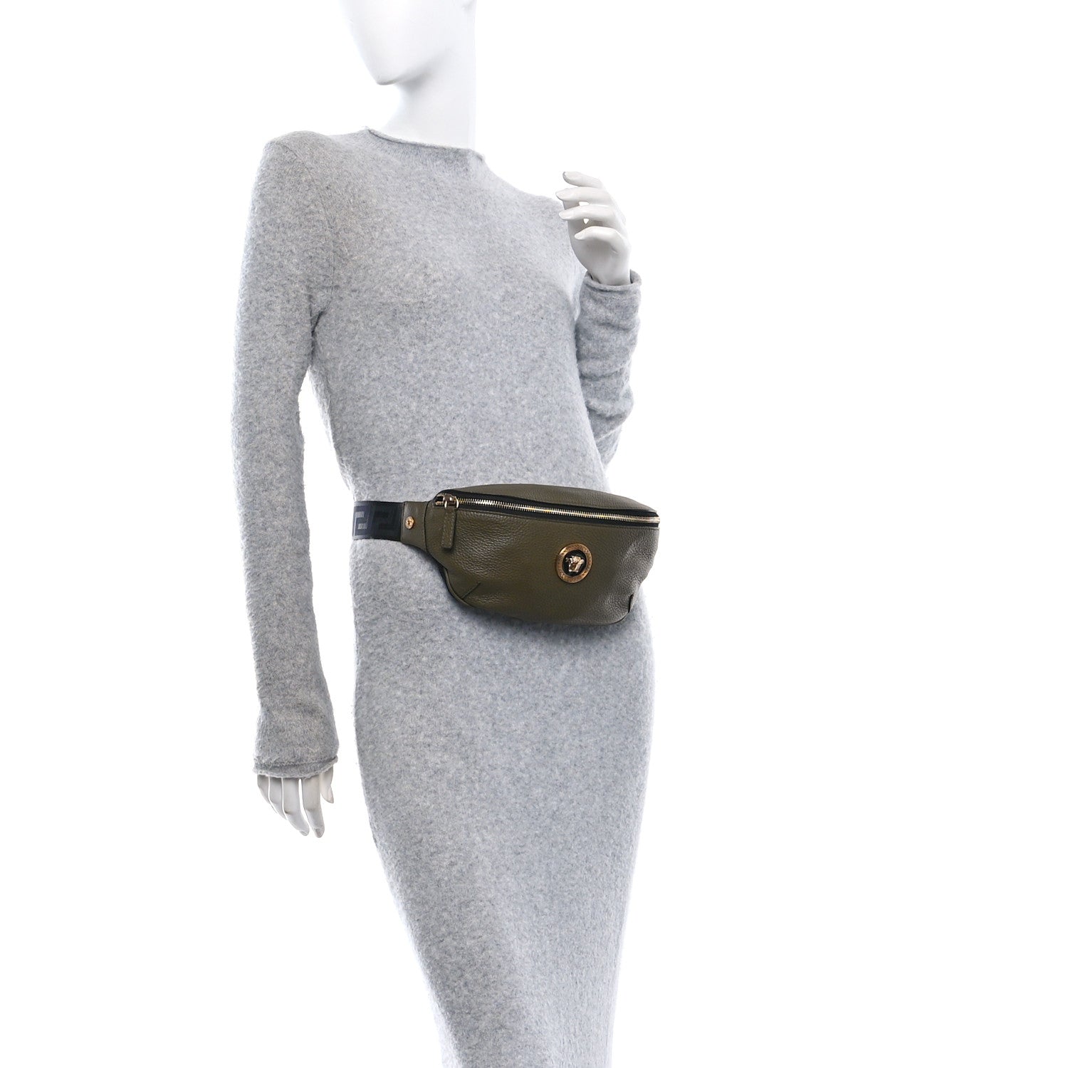Grained Calfskin Vanitas Medea Belt Bag Olive Green