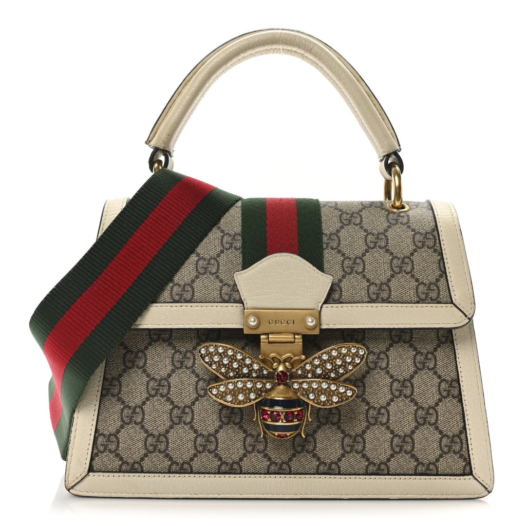 GG Supreme Monogram Small Queen Margaret Top Handle Bag White