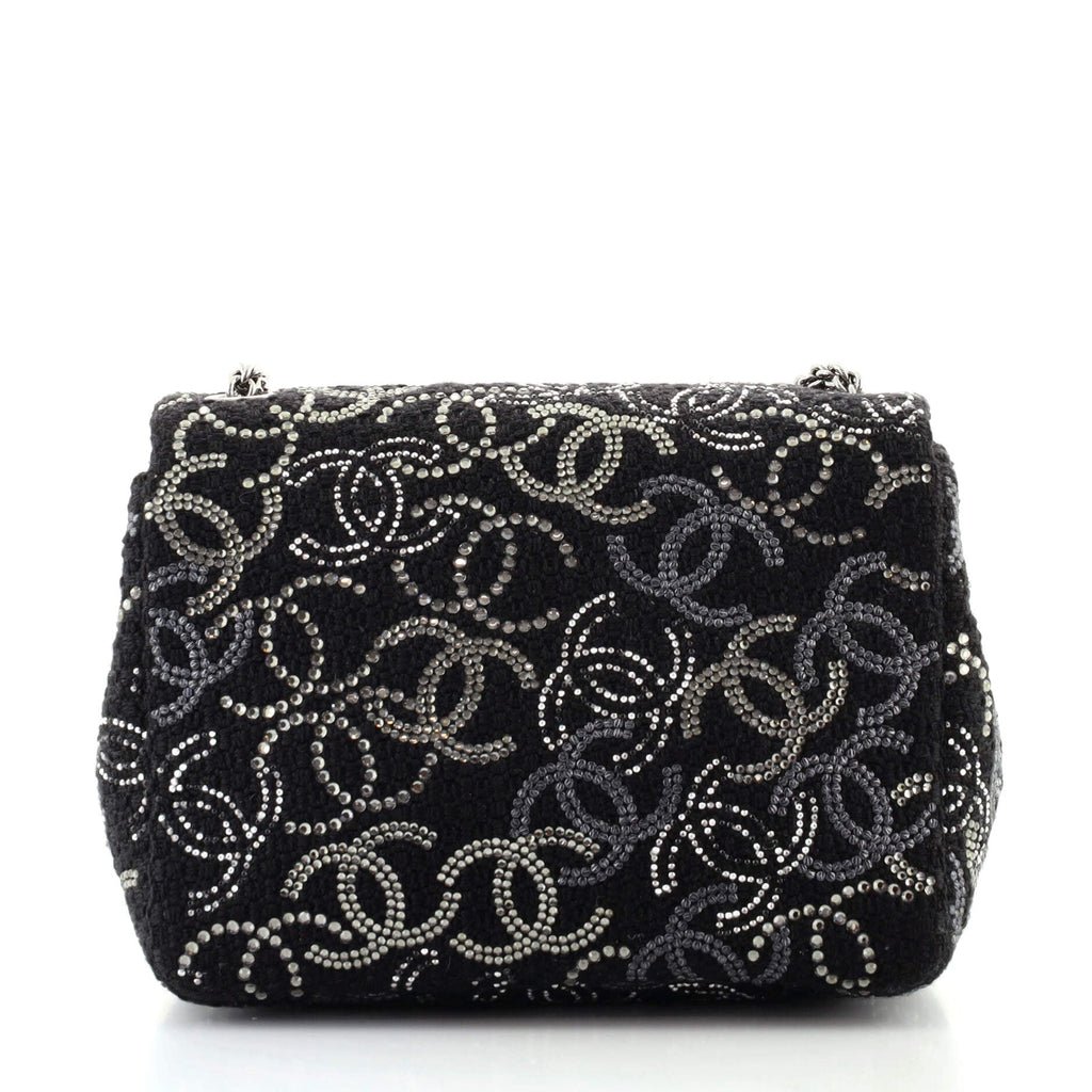 Paris-Shanghai Pudong Flap Bag Strass Embellished Tweed Mini