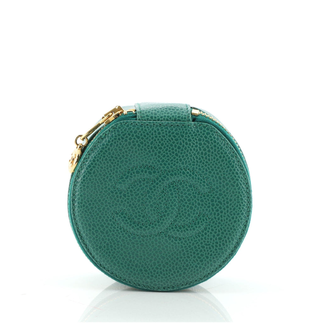 Vintage Timeless Round Jewelry Case Caviar Mini