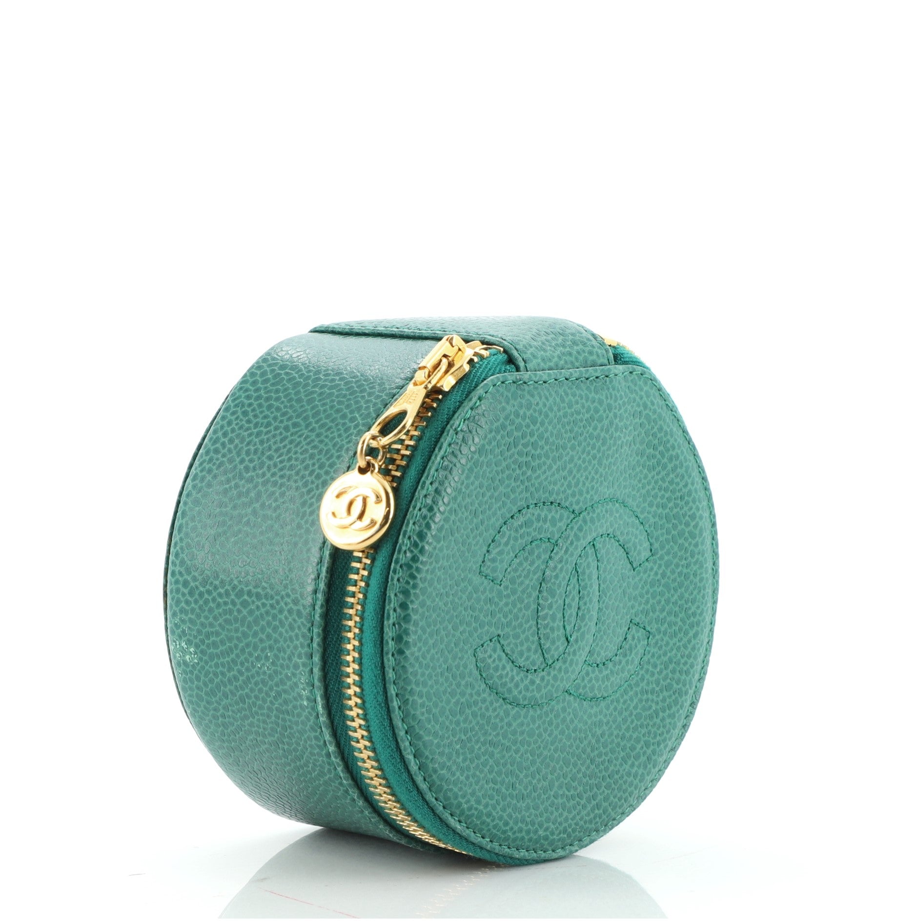Vintage Timeless Round Jewelry Case Caviar Mini