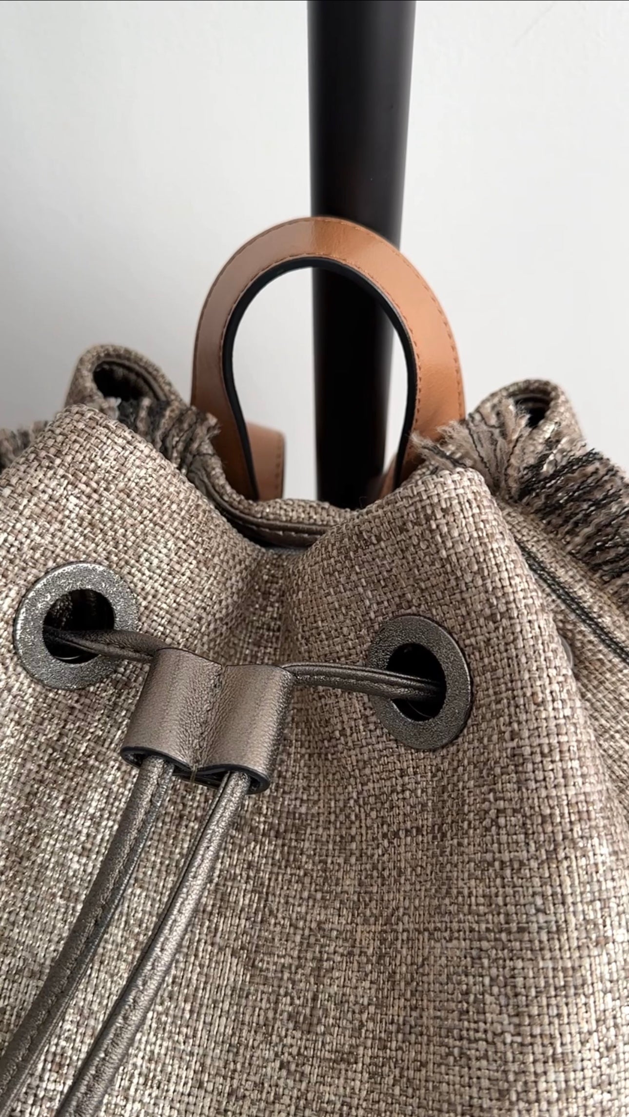 Brunello Cucinelli Gold Metallic Canvas Fringe Backpack