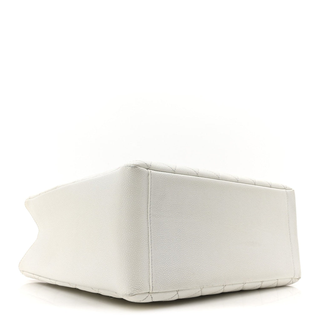 Caviar Quilted Grand Shopping Tote GST White