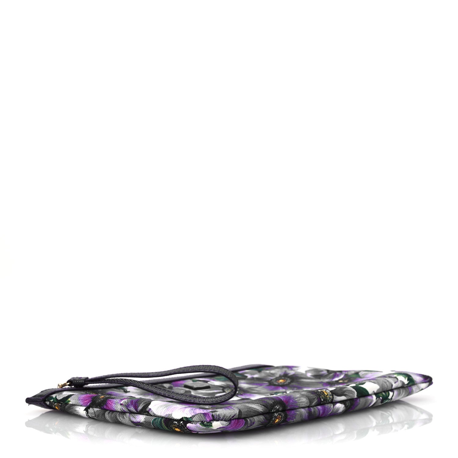 Canvas Vitello Iguana Embossed Anemone Print Pouch Purple