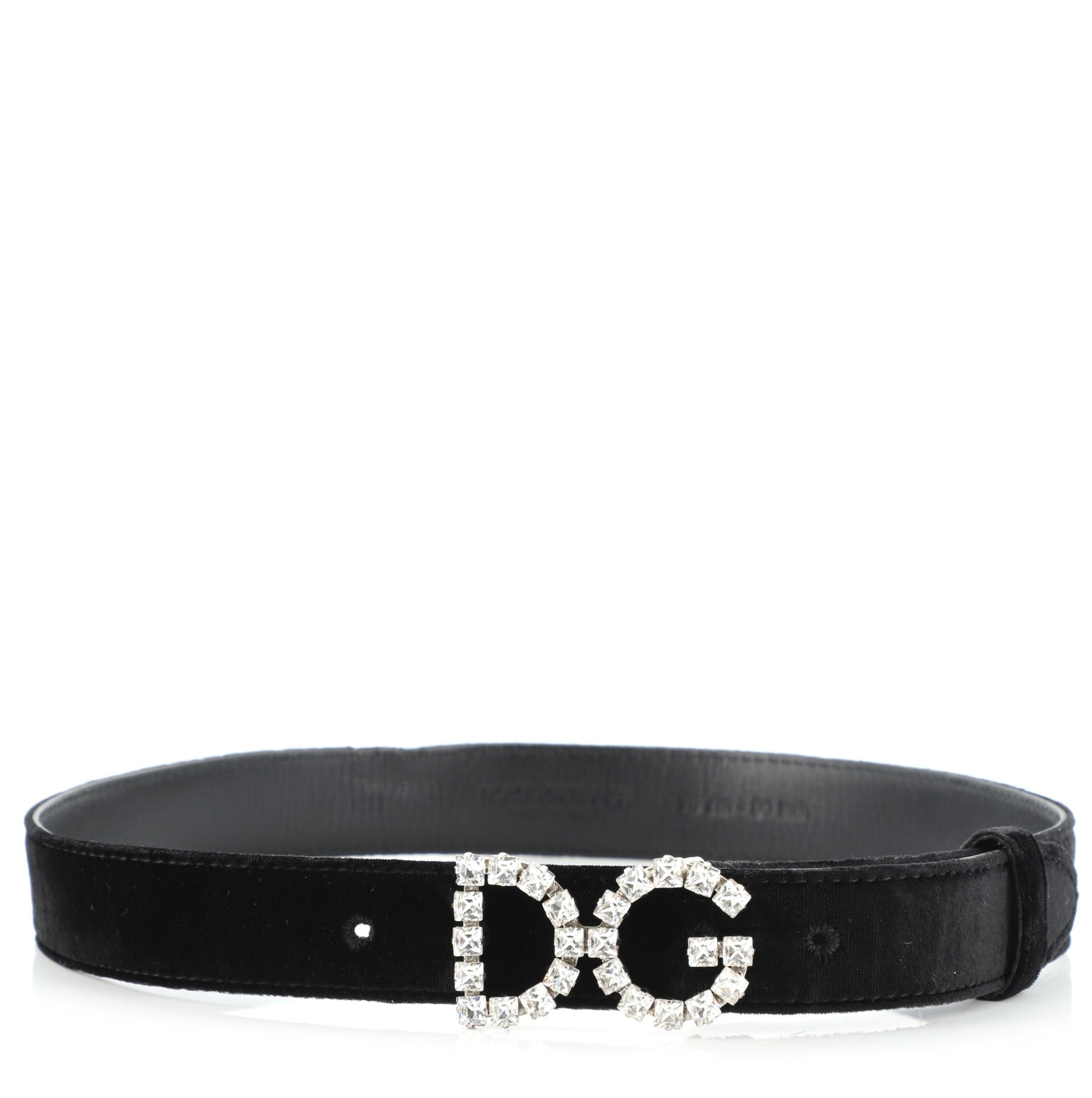 DG Logo Belt Velvet with Crystal Buckle Medium 75