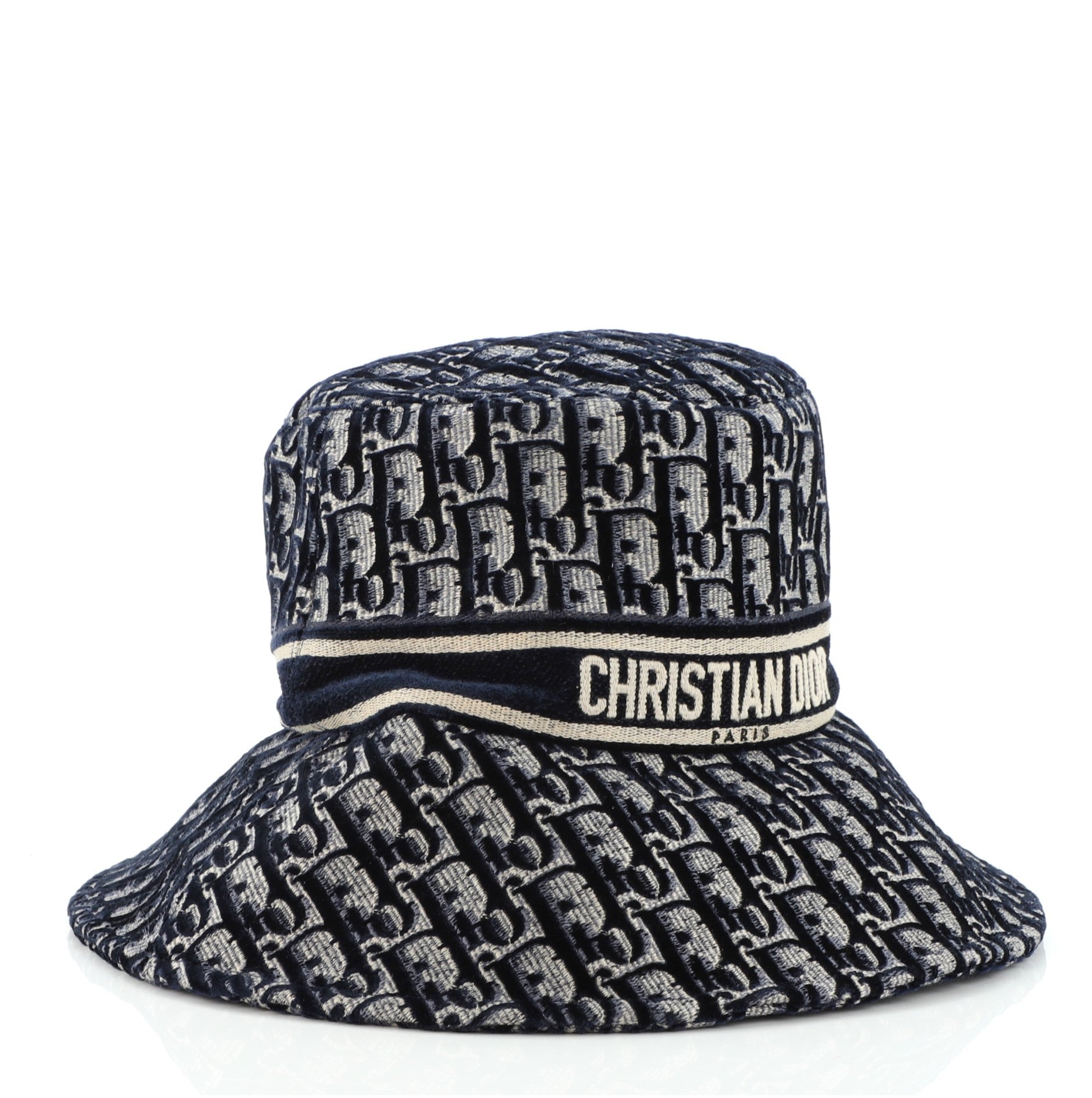 Large Brim Bucket Hat Oblique Velvet Medium