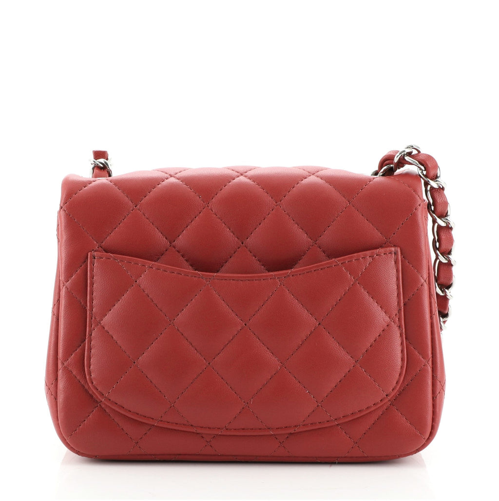 Square Classic Single Flap Bag Quilted Lambskin Mini