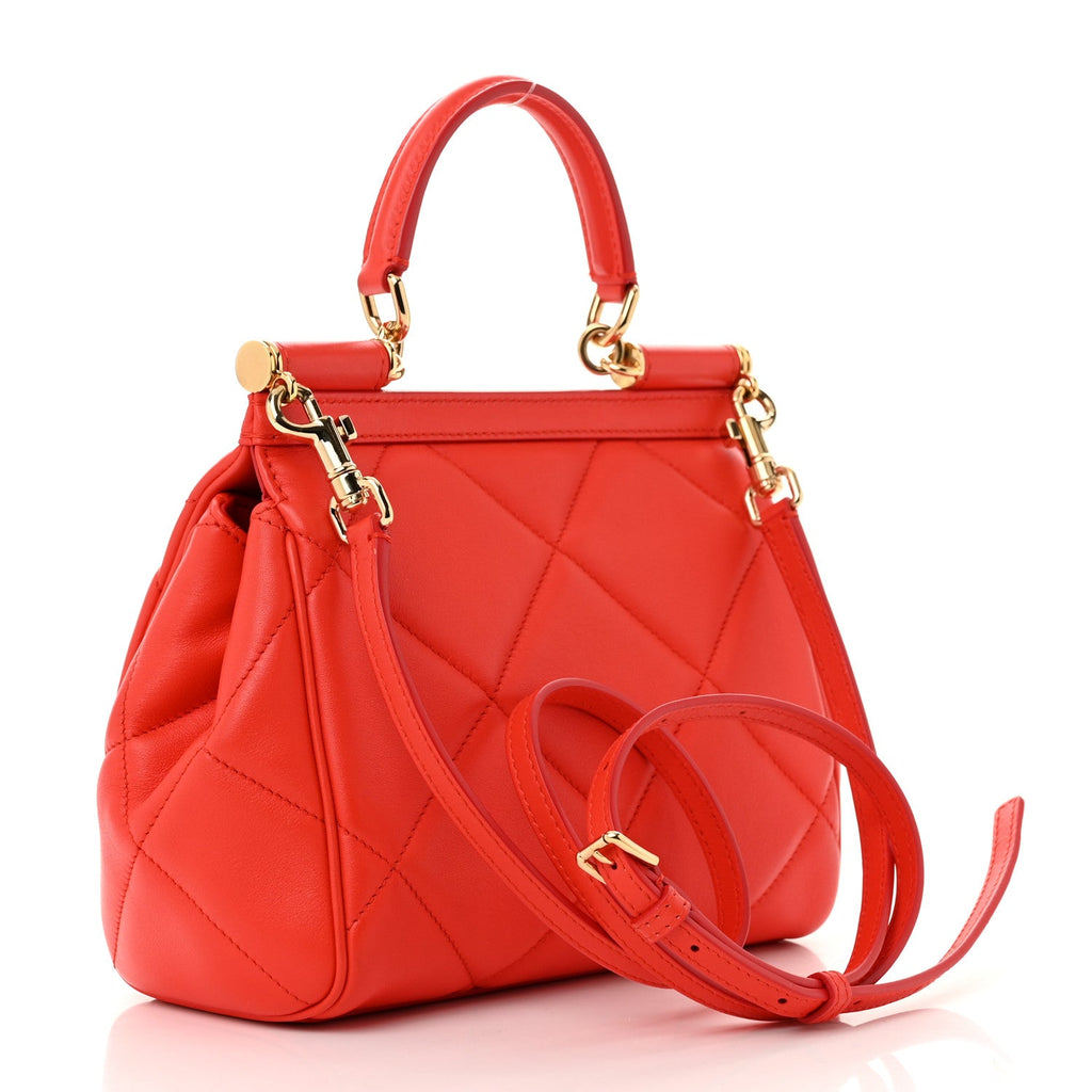 Calfskin Quilted Small Miss Sicily Satchel Red