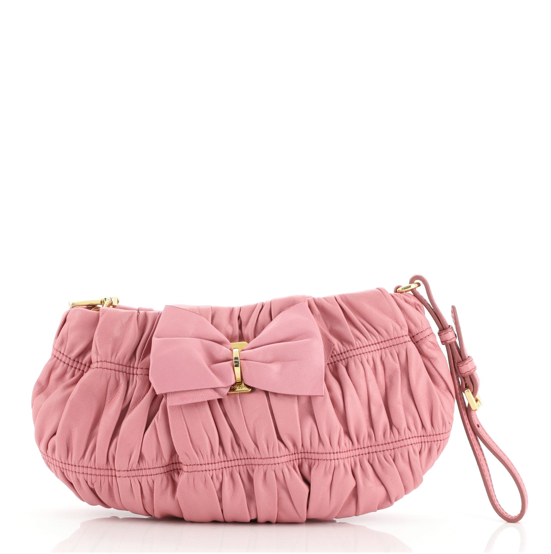 Bow Wristlet Clutch Nappa Gaufre Mini