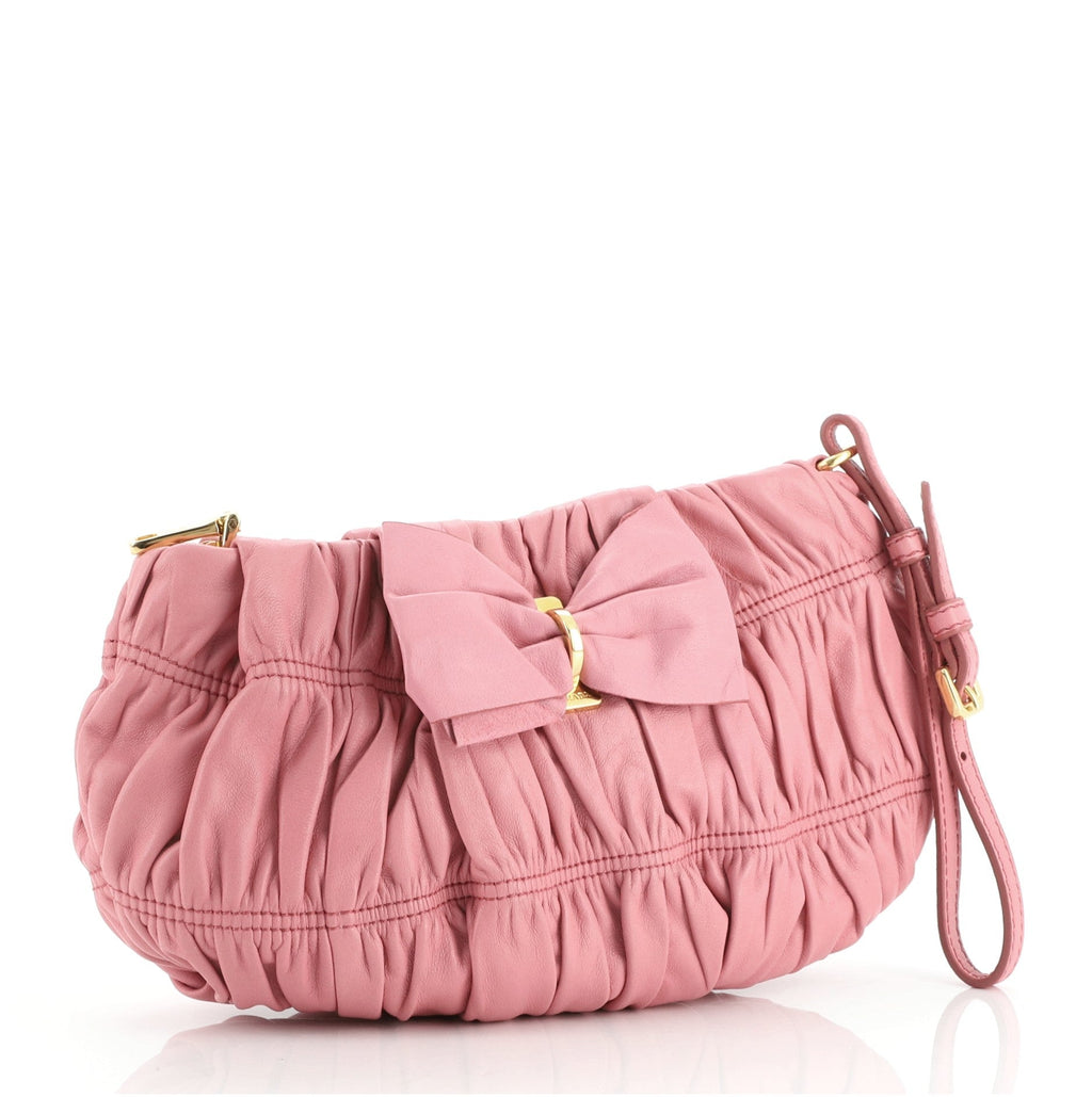Bow Wristlet Clutch Nappa Gaufre Mini
