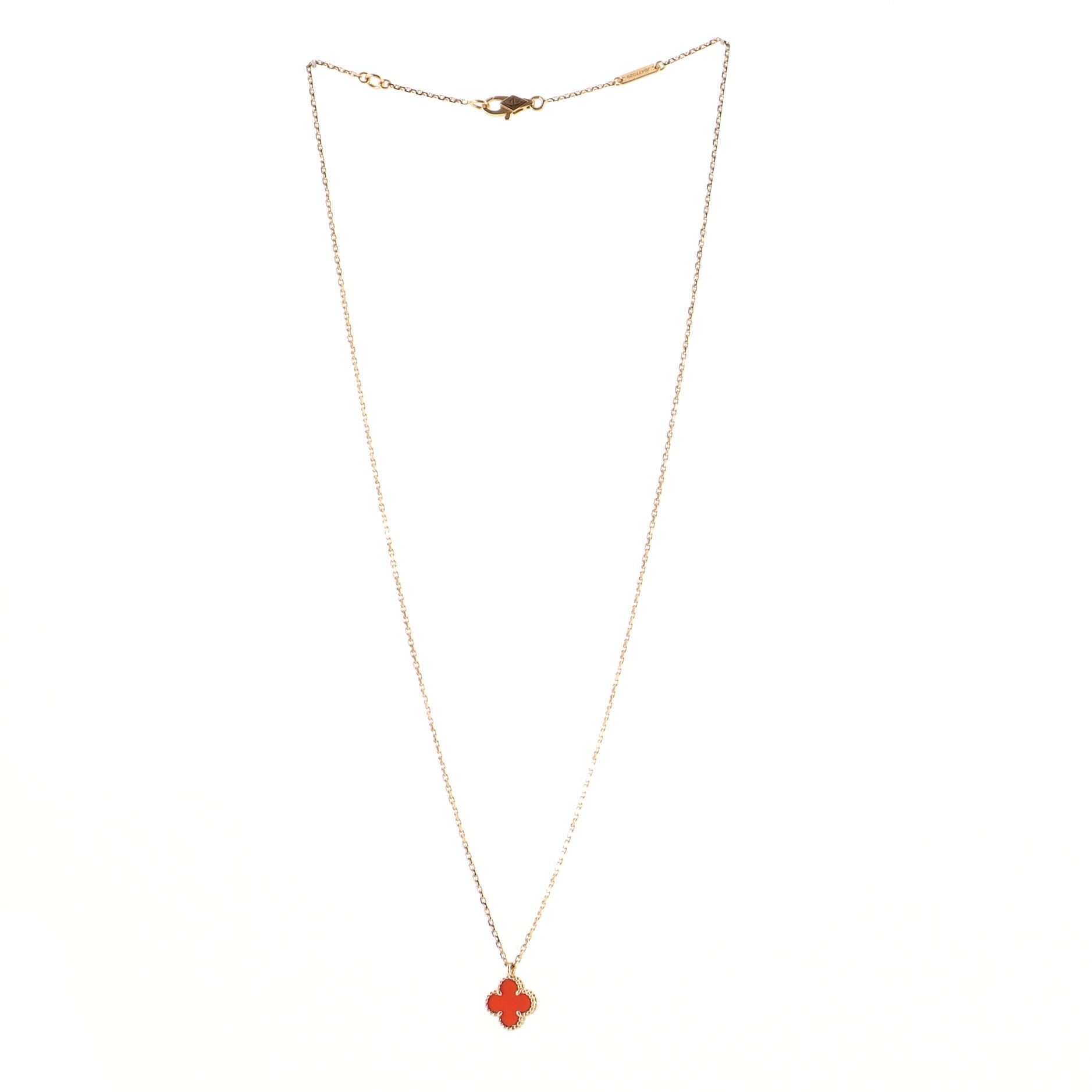Sweet Alhambra Pendant Necklace 18K Rose Gold and Carnelian