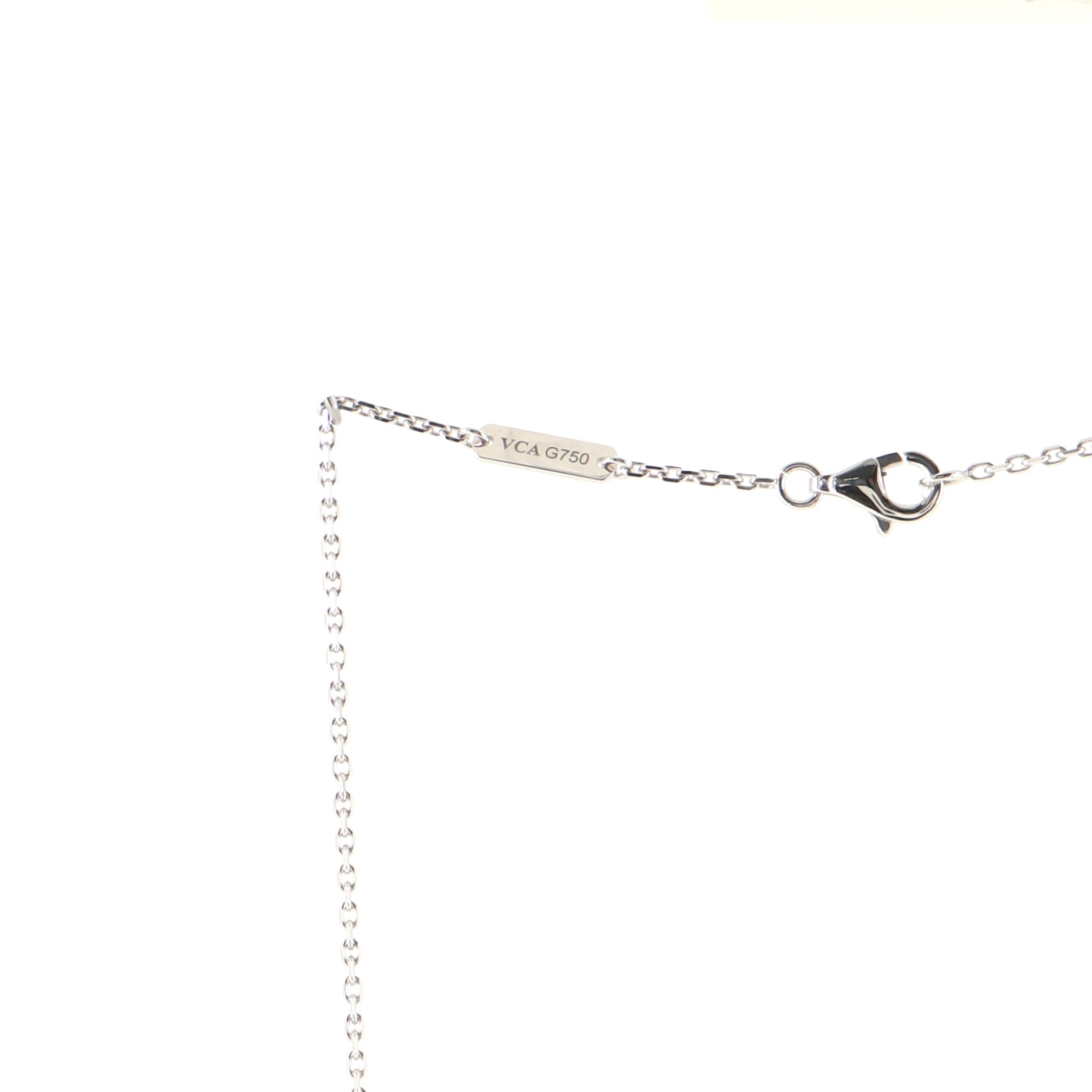 Vintage Alhambra Pendant Necklace 18K White Gold and Chalcedony