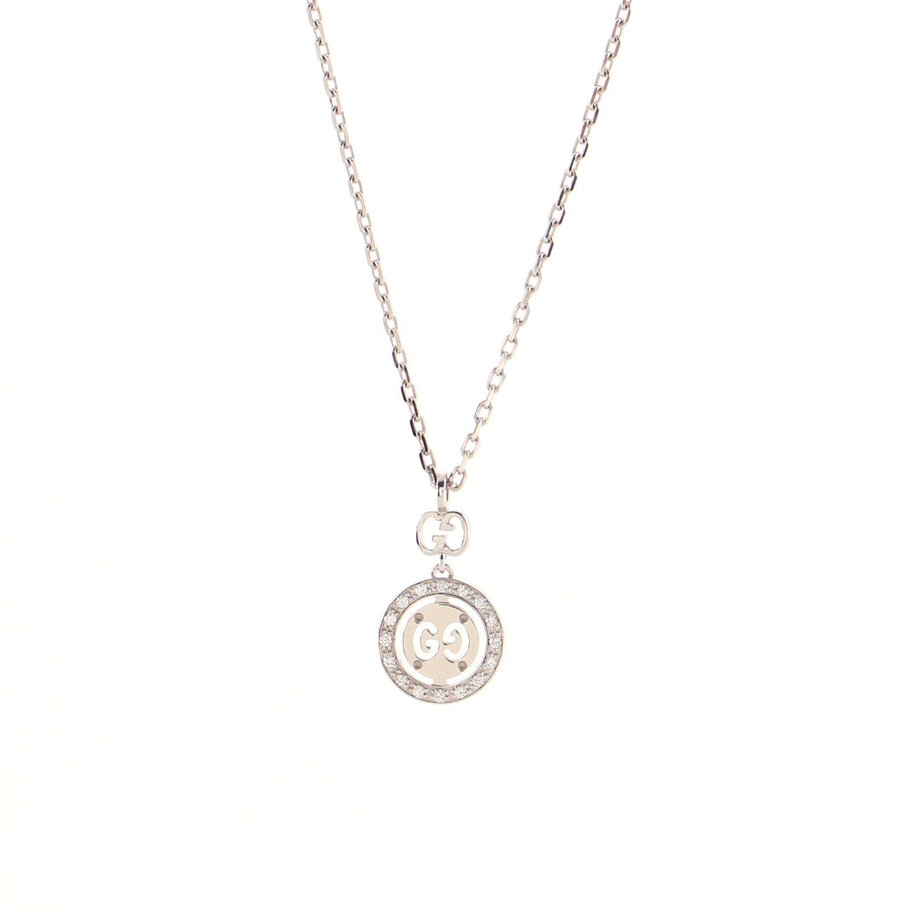 Icon Twirl Necklace 18K White Gold with Diamonds